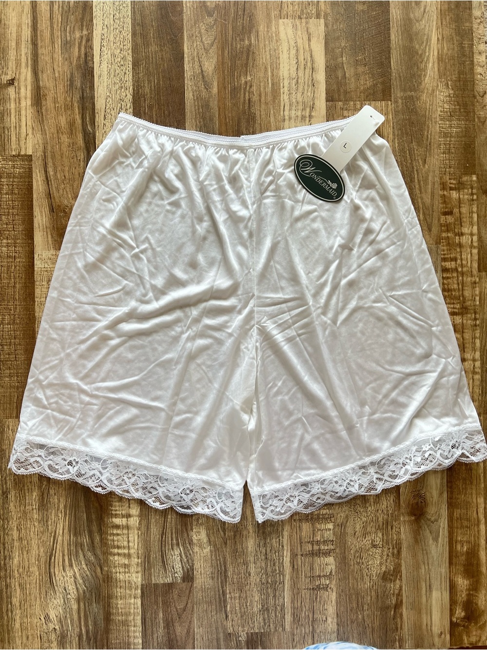 WonderMaid White Lace Trim Pantaloon Slip